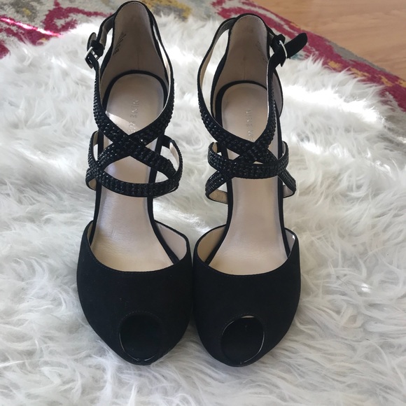 Nine West Suede Black Heel Stiletto with box 9.5 - Picture 3 of 8